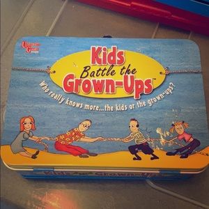 University Games Kids Battle the Grown Ups Family Fun Card Game w/ Tin Box